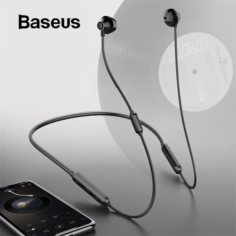 Baseus магнитные Bluetooth наушники Беспроводные спортивные Bluetooth наушники музыка бас наушники устойчивое с микрофоном гарнитура для всех мобильных телефонов