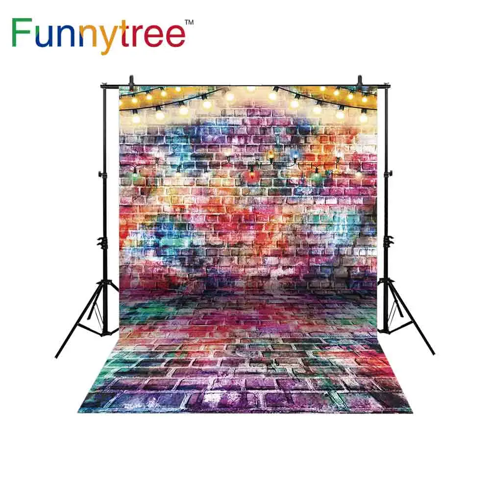 Фоны для фотосъемки Funnytree с изображением фонарей кирпичной стены colorfi граффити