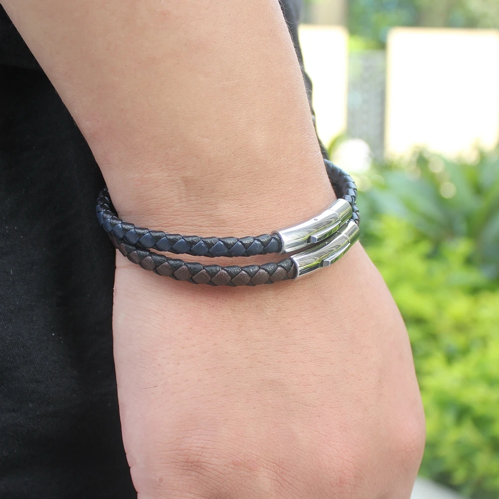 Браслет TYO мужской Плетеный винтажное Ювелирное Украшение с текстурой в клетку