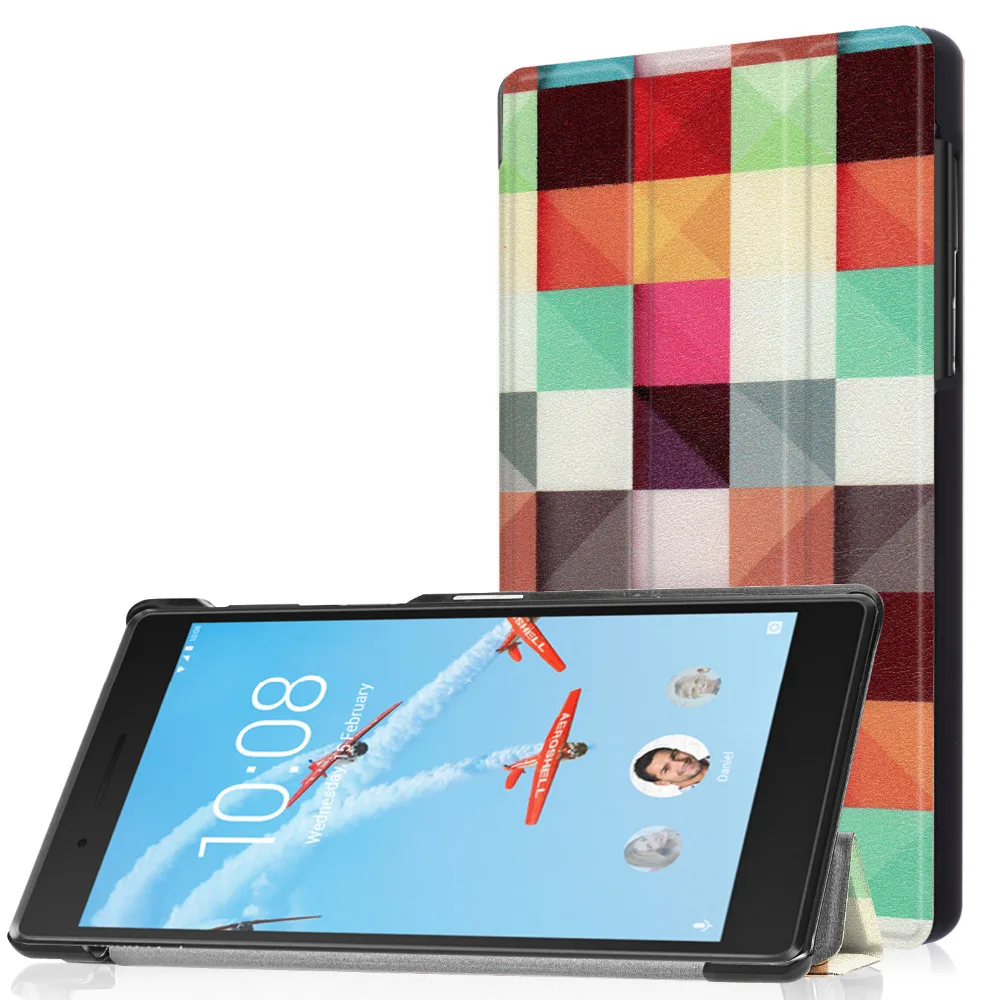 Тонкий чехол Обложка из искусственной кожи с магнитным принтом для Lenovo Tab 7/Tab4 7 ТБ