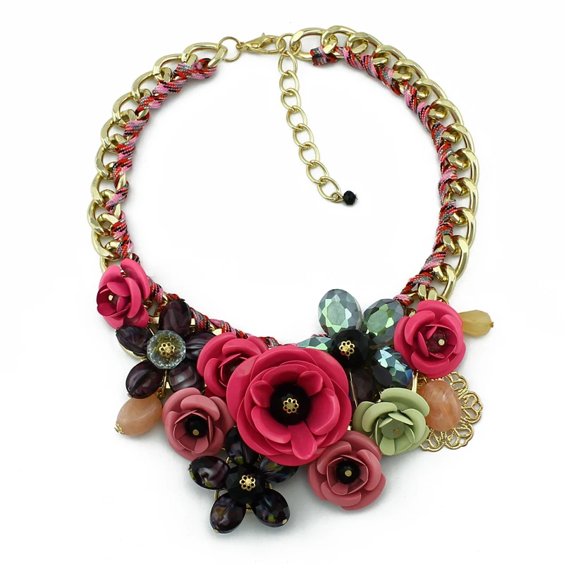 Vodeshanliwen новый бренд краски ожерелье из металлических цветов с украшением в виде