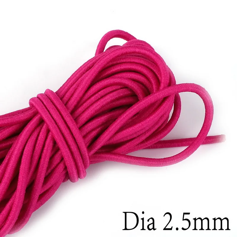 Fuchsia 5 метров в длину, 2,5 мм, широкая эластичная лента, цветная Высококачественная круглая резинка, эластичная линия для рукоделия, швейных аксессуаров - Цвет: Fuchsia