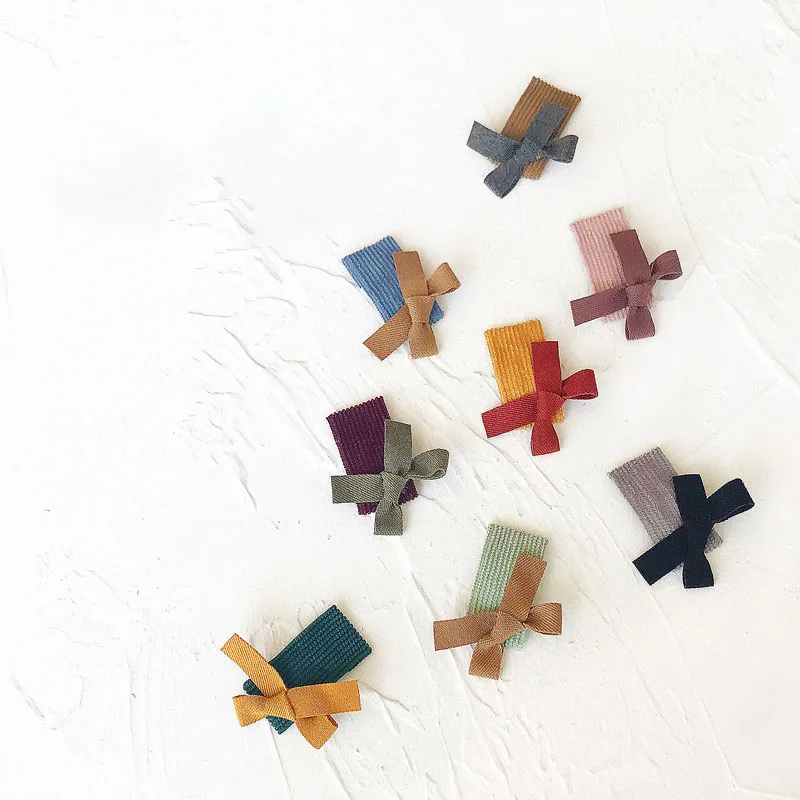 2 шт./компл. вельветовые заколки для волос в полоску девочек и детей ручной работы