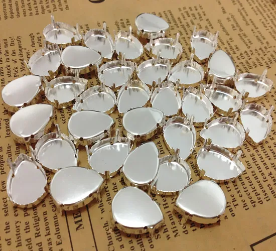 Серебряный металлический зажим в форме капли закрытый задник для шитья красивый