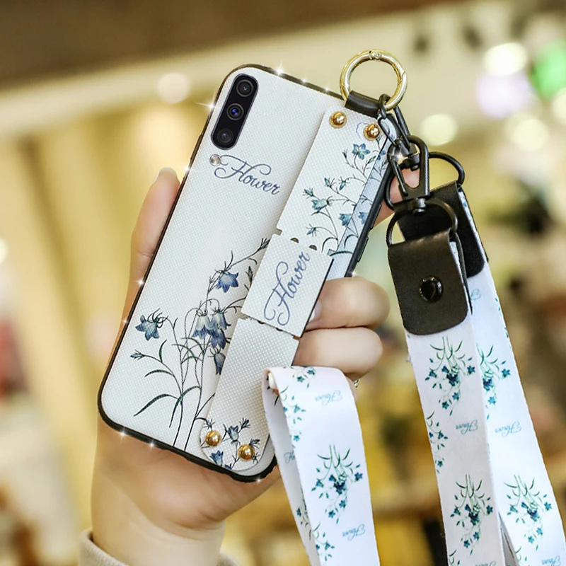 Женский чехол с ремешком на запястье для телефона Samsung Galaxy A50 A30 A70 S10 S8 S9 Plus S10e Note 8 9