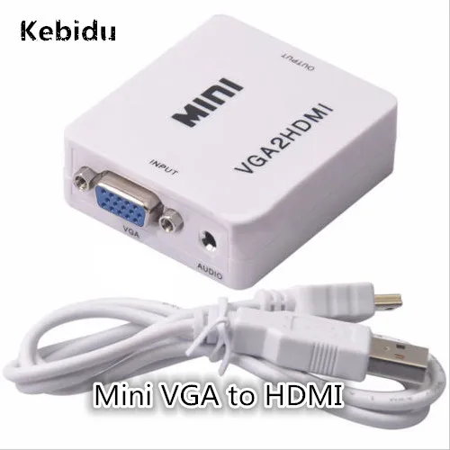 Адаптер конвертер Kebidu Mini 1080P с аудио VGA в HDMI совместим ПК ноутбуком DVD и HDTV|vga to hdmi|vga