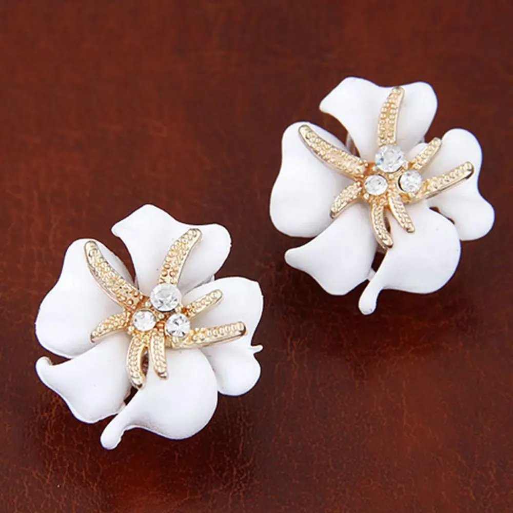 Модные ювелирные изделия серьги гвоздики с кристаллами в виде цветка морской