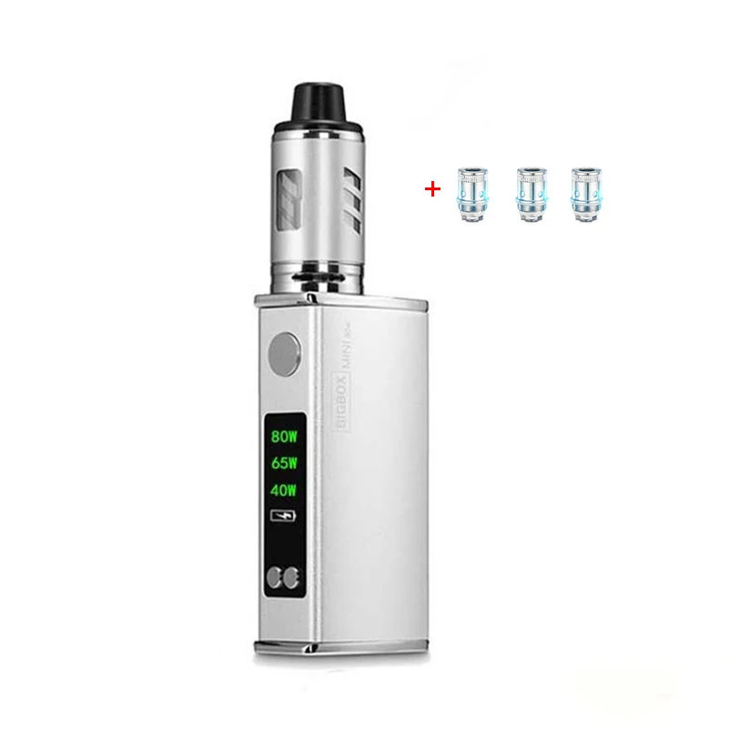 Silver with 3 Coils Электронная сигарета BIGBOX 80 Вт регулируемый Vape Mod Box Kit 2200 мАч батарея 3 мл бак 0.5ом распылитель катушки дыма испаритель - Цвет: Silver with 3 Coils