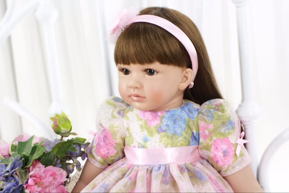 DOLLMAI карие глаза цельные силиконовые виниловые Младенцы возрождающиеся куклы