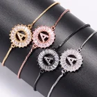 Браслет с 26 буквами алфавита и фианитом для женщин и мужчин