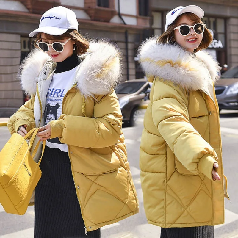 

Women's down jacket long coat women 2020 new loose female jacket fashion trend wild big fur collar women's winter jacket