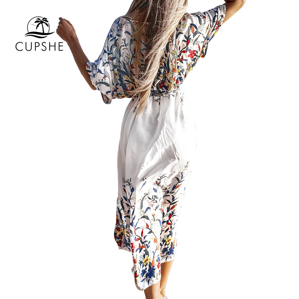 CUPSHE Wildflower миди бикини накидка Сексуальная на шнуровке женское длинное платье