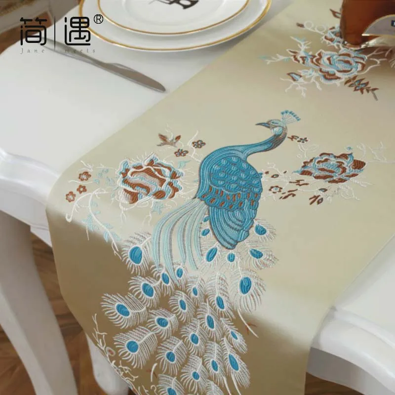 JaneYU Павлин стол флаг чайная Ткань Скатерть Роскошная пасторальная скатерть