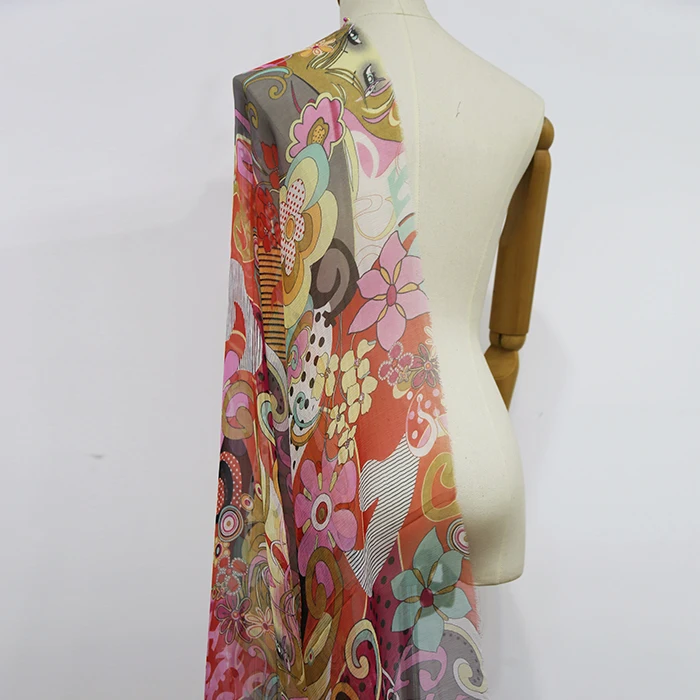 100% натуральный шелковый материал оранжевая пудра розовый Рисунок