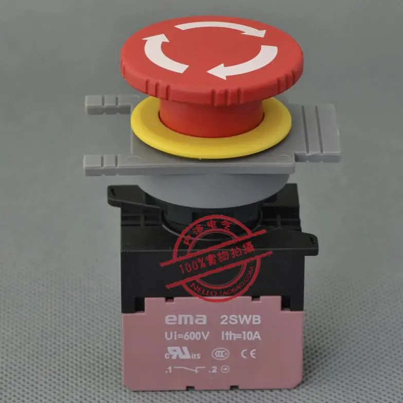 

[ SA ]Imports EMA emergency stop button switch 30mm rotary reset E3R1R1B 1 NC contact--10PCS/LOT