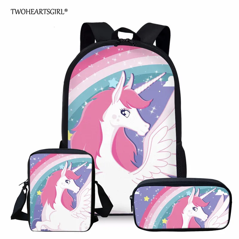 Z3813CEK Twoheartsgirl в виде единорога из мультфильма, школьный рюкзак, набор для девочек-подростков; для мальчиков и девочек с детская ортопедическая обувь детский Ранец Enfant - Цвет: Z3813CEK