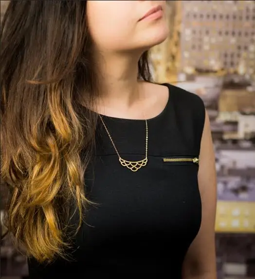 

Wholesale Curve necklace Geometric necklace half circles pendant--12pcs /lot
