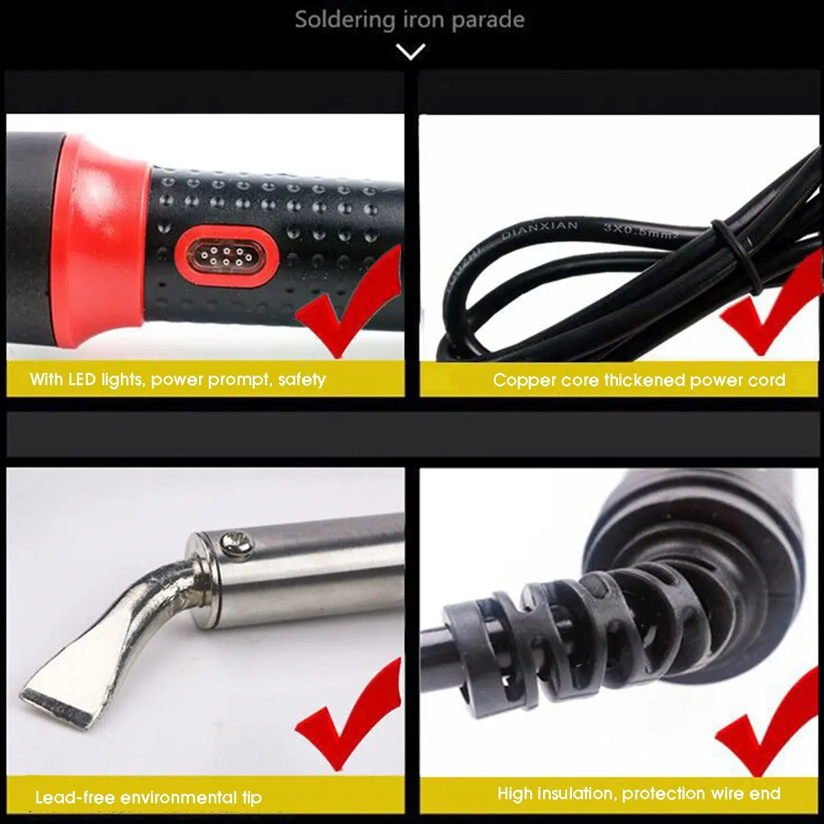 220V 300W Electric Soldering Irons With LED Light Welding Solder Fast Heating Pencil for Jewelry DIY Welding Tips Repair Tool