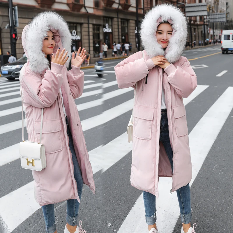 Женская куртка с хлопковой подкладкой свободная зимняя средней длины в