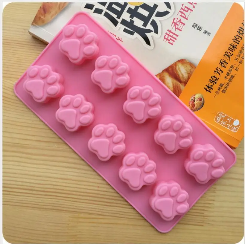 

Free shipping 200pcs DIY baking silicone cake mold Mini cute 10 even cat claw hand soap mold colour random
