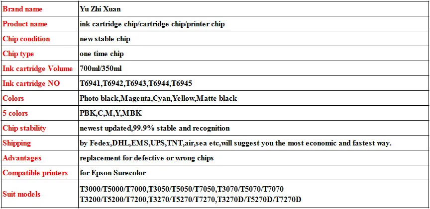 Новая версия V8.2! 1 шт. T6942 T6945 чип чернильного картриджа для Epson T3000/T5000/T7000/T3070/T5070/T7070