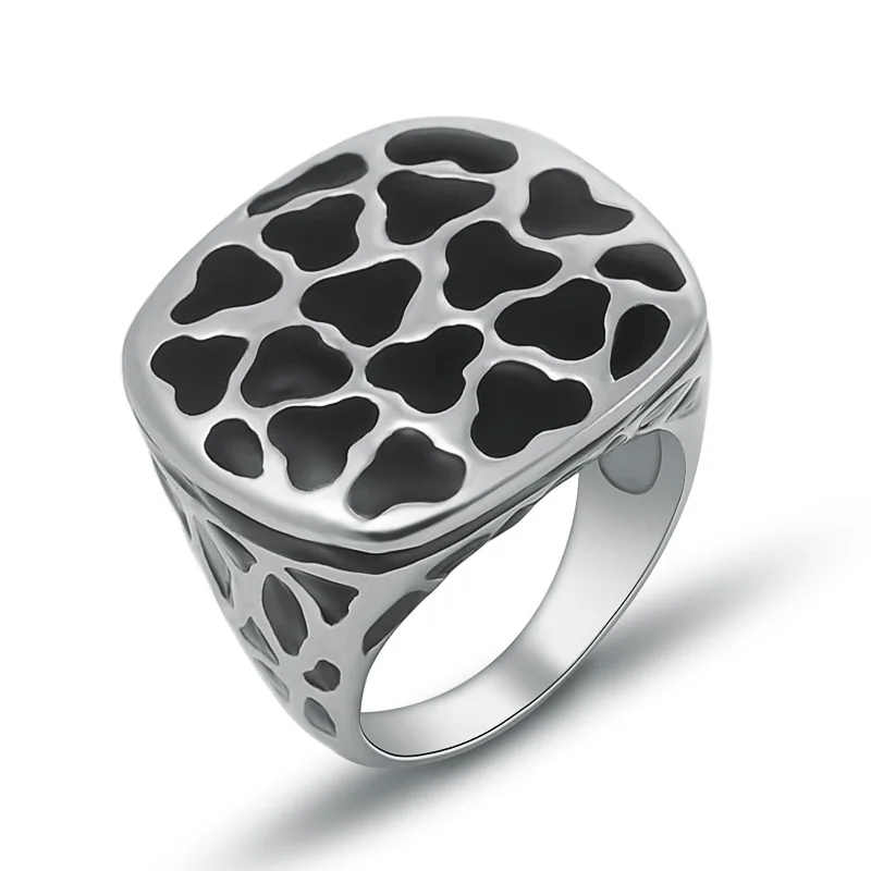 2017 Новая мода Нержавеющая сталь черной эмалью в виде кольца для Для женщин