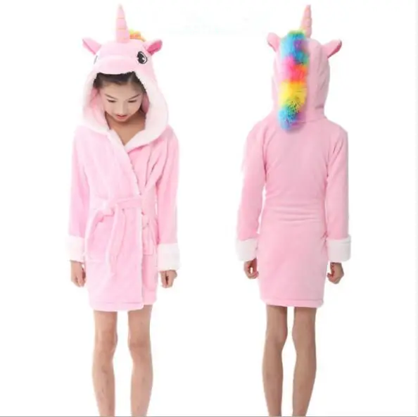 Bathrobe for girls Pajamas Baby Bath Robe Enfant Rainbow Unicorn Pattern Hoodies Robes Kids Sleepwear kids Animal Cartoon |
