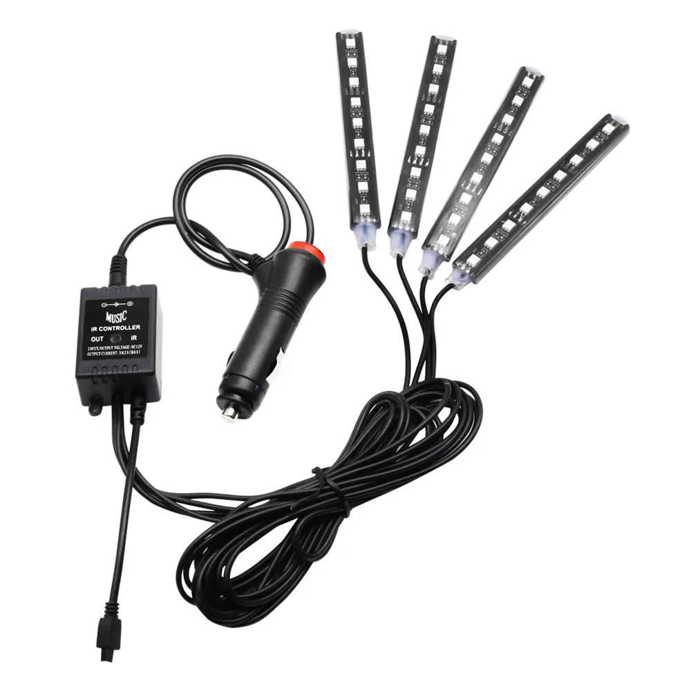 Цветной Автомобильный RGB светодиодный светильник с декоративной атмосферой