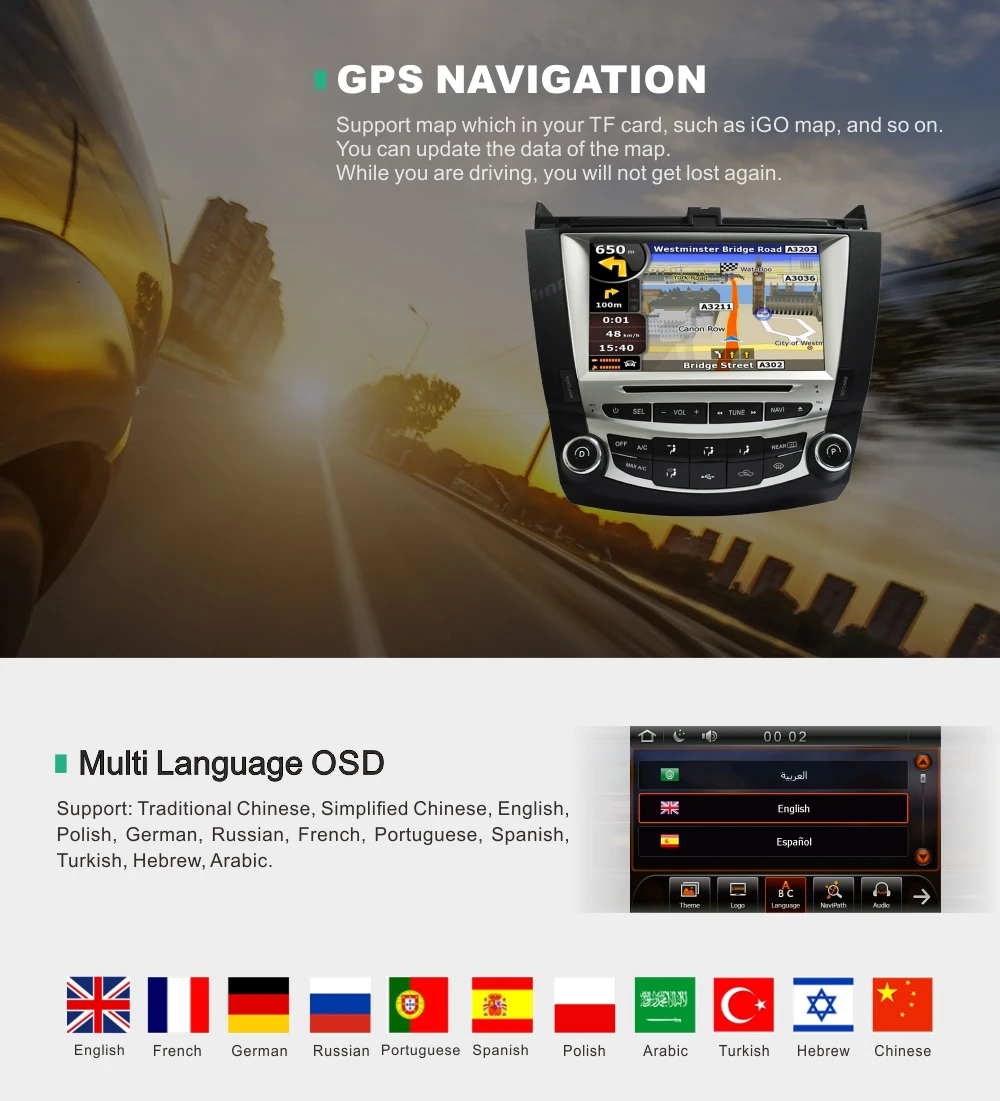Dinpei " Автомобильный DVD плеер для Honda Accord 7 2003 2004 2005 2006 2007 радио gps навигации стерео одного уха AC WinCE6.0