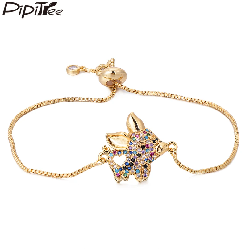 Браслет Pipitree со свиньями на удачу медные вакуумные браслеты золотого цвета с