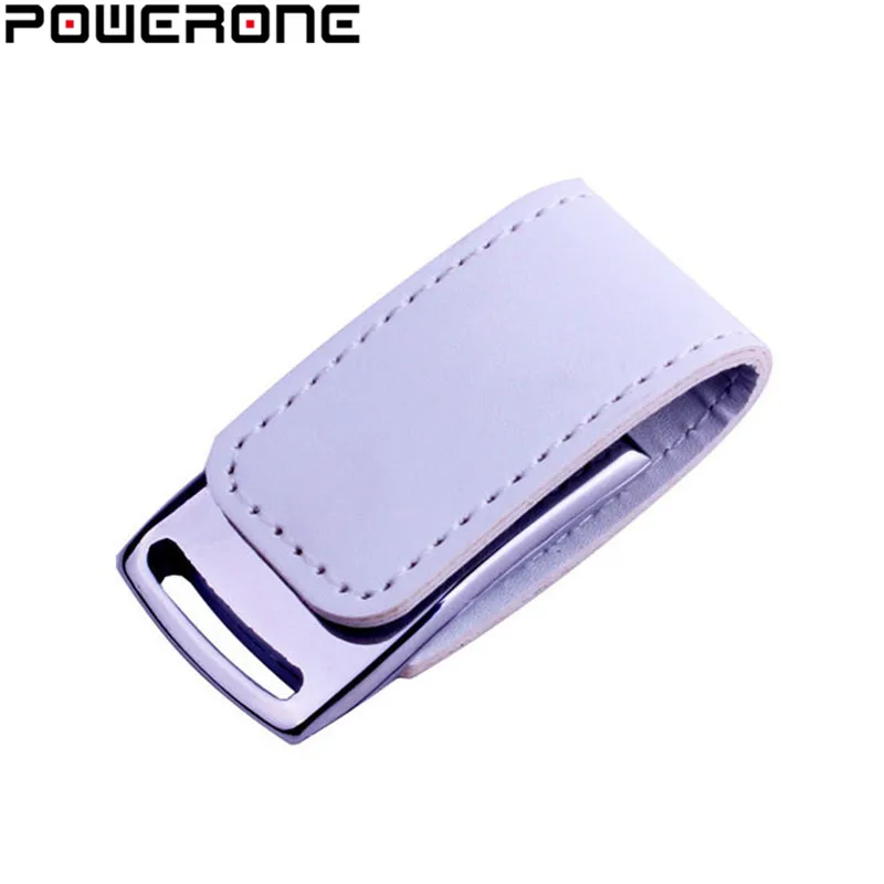 POWERONE, кожаный и металлический брелок, USB флеш-накопитель, флешка, модный креативный USB 2,0, карта памяти, 64 ГБ, 16 ГБ, 32 ГБ, 4 Гб, U диск