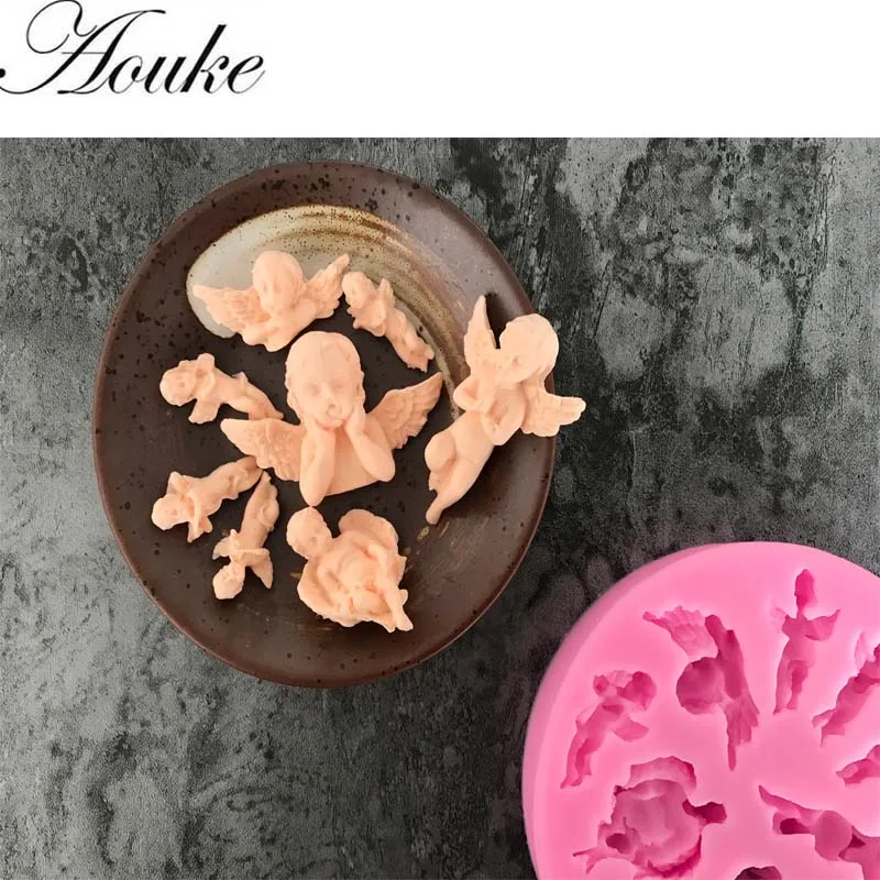 Aouke 1 шт. ангел ребенка силиконовые gumpaste шоколад Fimo глины конфеты формы Fondant украшения торта Инструменты DIY кекс выпечки