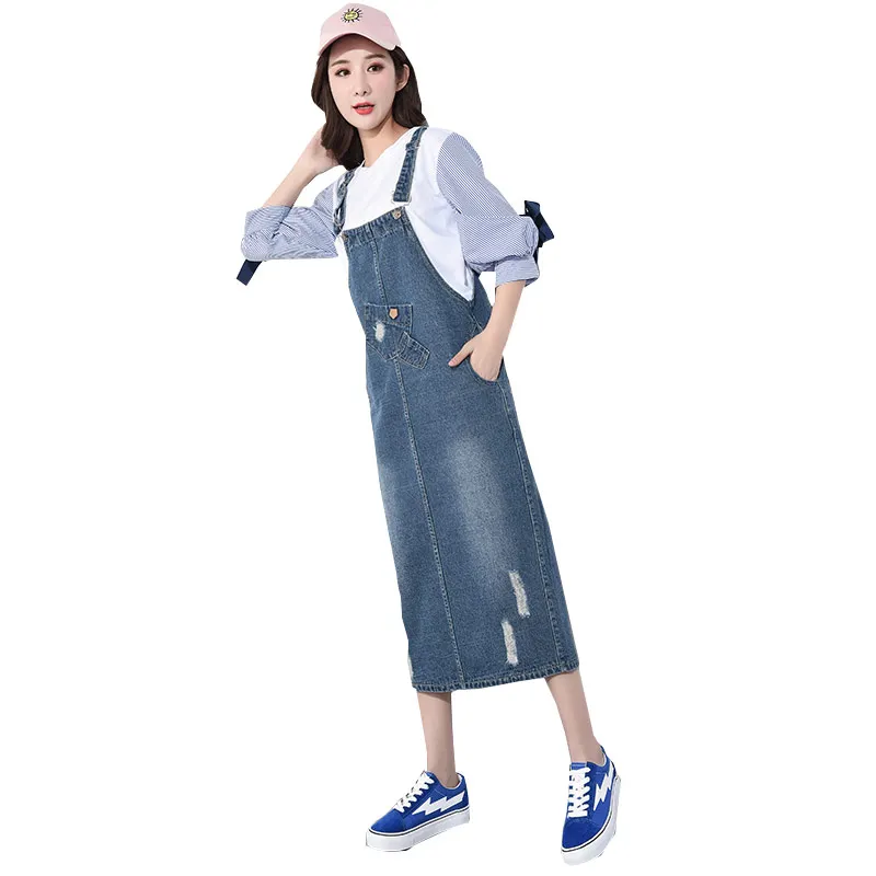 2019 новое летнее длинное джинсовое платье женский сарафан на тонких бретелях плюс