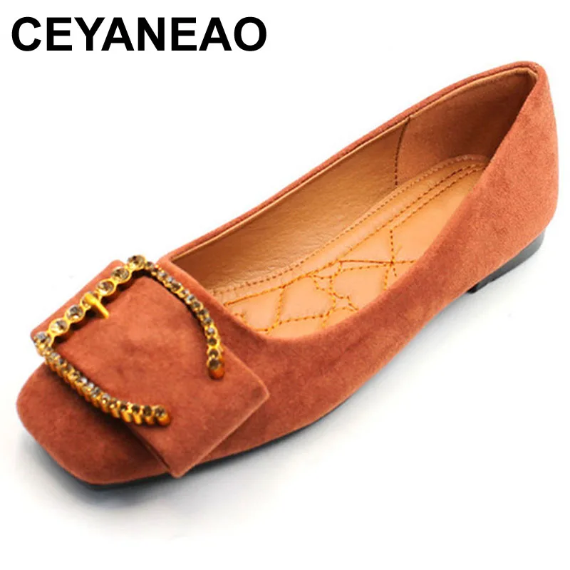 

CEYANEAONew 2018 модные туфли на плоской подошве; Женские туфли с квадратным носком; Одноцветные туфли на плоской подошве; Модная брендовая обувь; Ж...