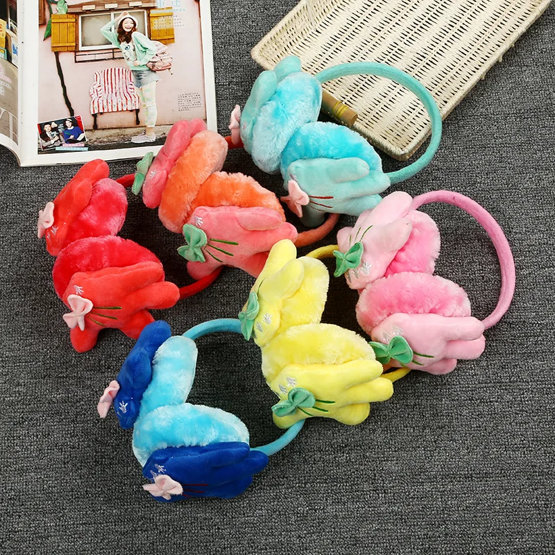 2018 зимние теплые наушники для девочек и мальчиков с маленькими пальмовыми ушками