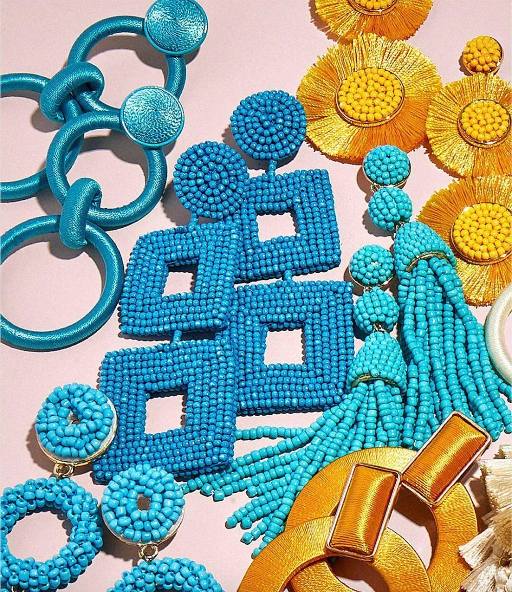 Girlgo Boho, женские серьги-капли ручной работы с бисером и бахромой, этнические синие серьги с кисточками, массивные серьги, ювелирные изделия, вечерние, подарки