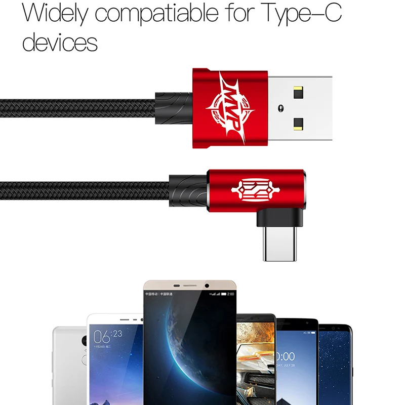 Кабель зарядный Baseus USB Type C 90 градусов для Samsung S10 S9 S8 Oneplus 6t 6 5|Кабели мобильных