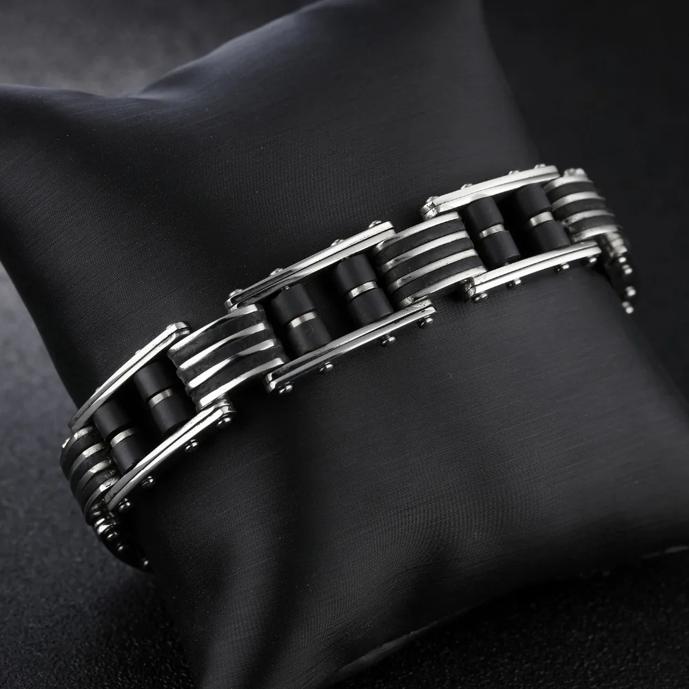 Крутой Панк Рокер черный силиконовый мужской браслет Homme Высокое качество