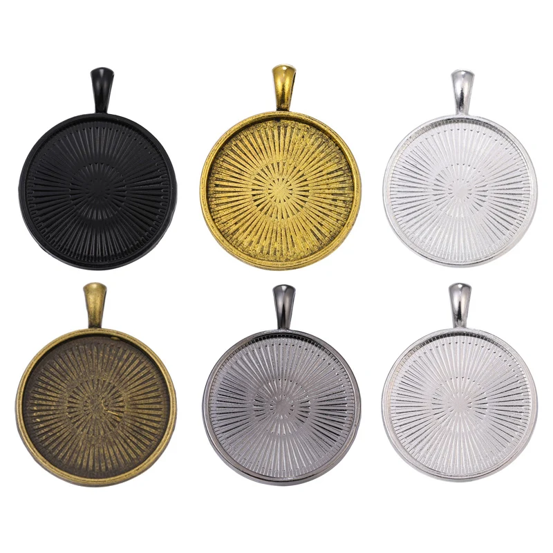 

10pcs/lot 25mm Cabochon Base 6 Kinds Color Plated Necklace Pendant Blank Base Setting DIY Jewelry Making Crafts Accessories