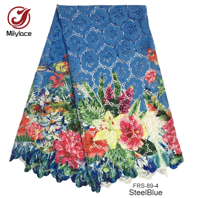 Latest african guipure lace fabric beautiful flower pattern printed nigerian embroidery water soluble FRS-89 | Дом и сад