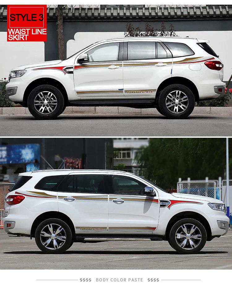 Пользовательские автомобильные наклейки аксессуары модифицированные наклейки 2 шт. гоночная Боковая дверь линия талии юбка автомобильные наклейки для ford everest SUV 2013