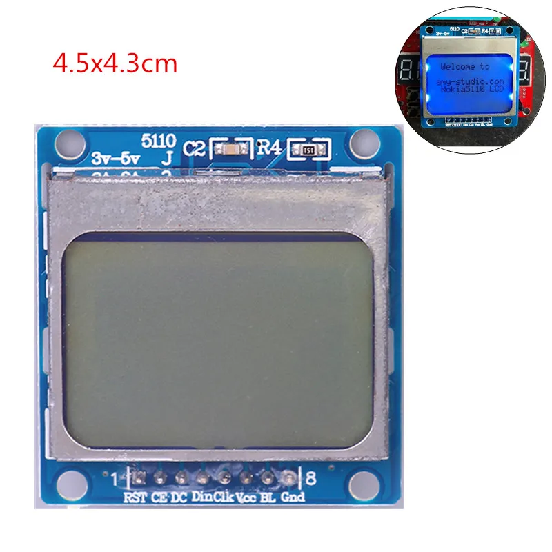 1 шт. 84*48 умная электроника lcd модуль синий устройство подсветки Pcb ЖК дисплей 5110