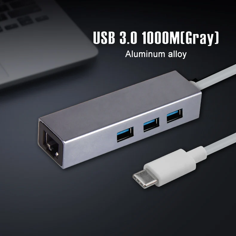 type3.0 1000M Gray Usb хаб все в одном usb c lan к rj45 Тип c к Ethernet адаптеру для macbook usb 3,0 1000 Мбит порт lan newwork гигабитный разветвитель для портативных компьютеров - Цвет: type3.0 1000M Gray