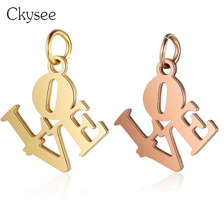 Ckysee 2 шт./лот 19x16 мм ажурные подвески из нержавеющей стали с надписью Love подвеска