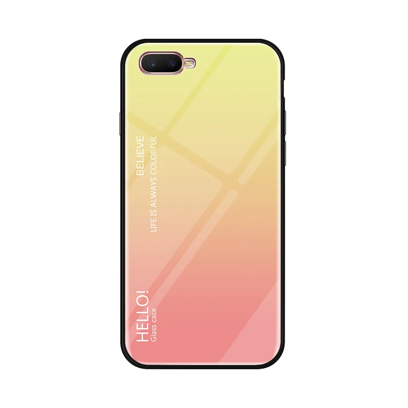 Yellow Для OPPO RX17 Neo чехол из закаленного стекла роскошный градиентный мягкий чехол с рамкой из термополиуретана чехол для OPPO RX17Neo чехол для телефона жесткий Fundas - Цвет: Yellow