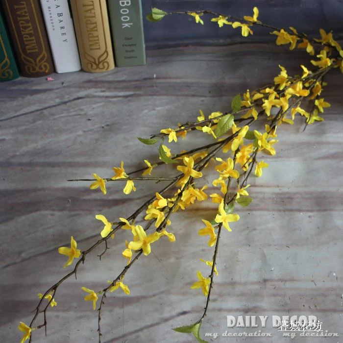 Goedkoop Groothandel! 125Cm Hoge Simulatie Decoratieve Winter Jasmijn Lange Stem Zijden Bloemen Nep Oncidium Kunstmatige Gele Orchidee Bloem