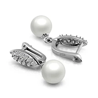 luxury fashion 925 silver earrings zircon inlaid eardrop lady female creativity noble design pearl earring party accessories