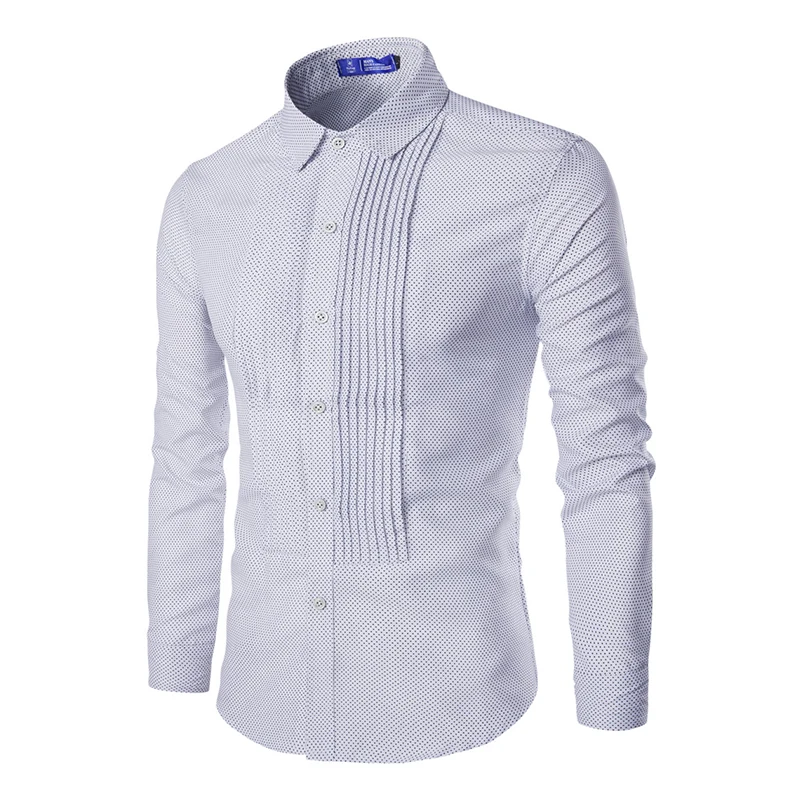 Рубашка мужская приталенная с длинным рукавом Стильная сорочка в складку топ