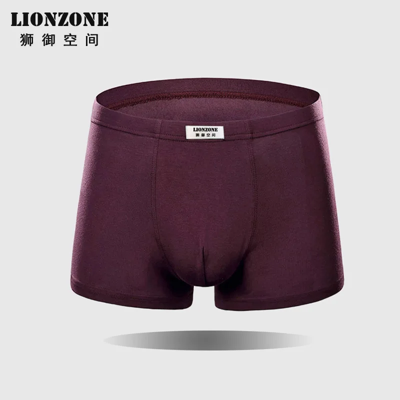 Wine red LIONZONE Новые популярные однотонные сексуальные мужские трусы-боксеры мягкое дышащее Нижнее белье Мужские удобные мужские трусы боксеры - Цвет: Wine red