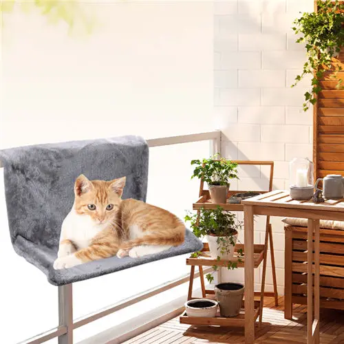 Gray Rhinocats Теплый Гамак для Кошек на Радиатор Окна Лежак Кровать Подушки Регулируемый Подвесной Кошачий Домик для Хорька Кошки Кота Дом Клетка Спальник Лежанка Животные Товары - Цвет: Gray